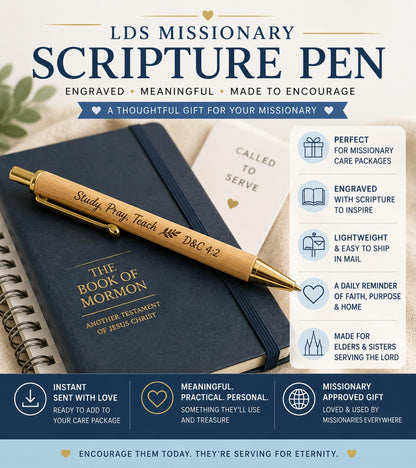 Engraved Bamboo Scripture Pen, LDS Missionary Gift, Elder Sister Fa...