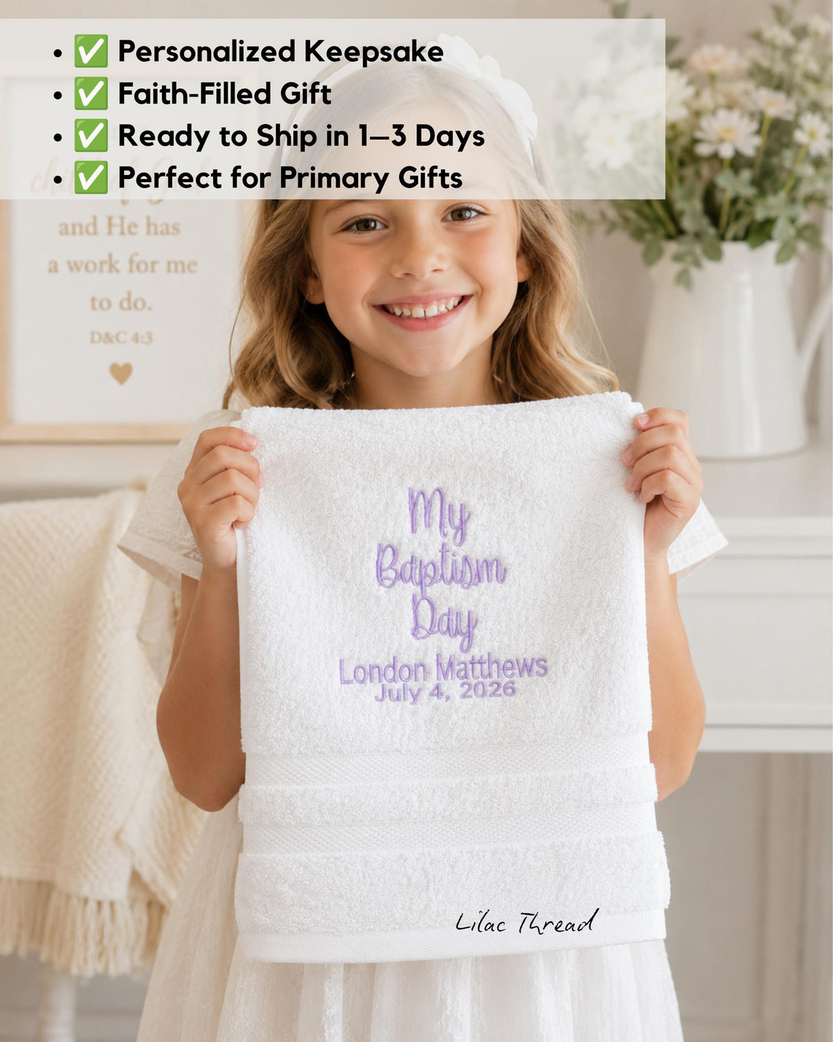 Personalized Baptism Towel for Any Age