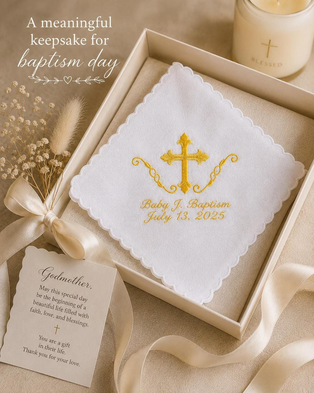 Personalized Baptism Handkerchief