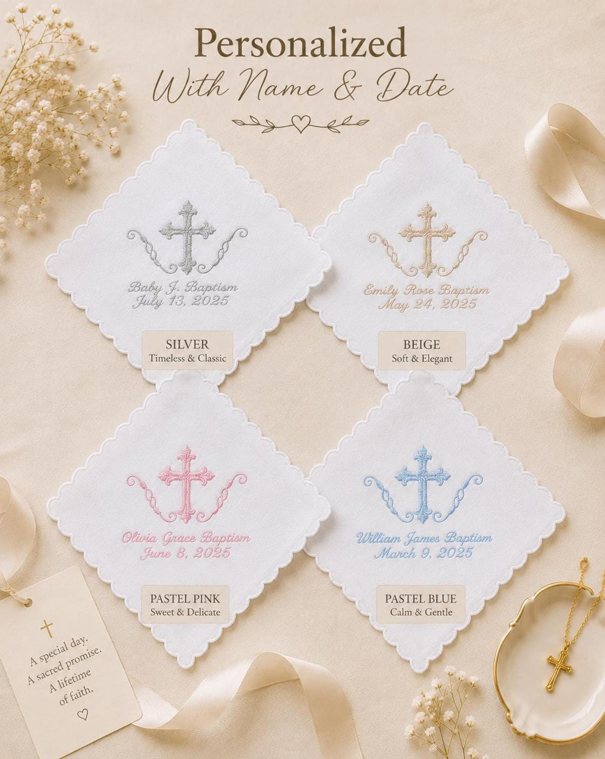 Personalized Baptism Handkerchief