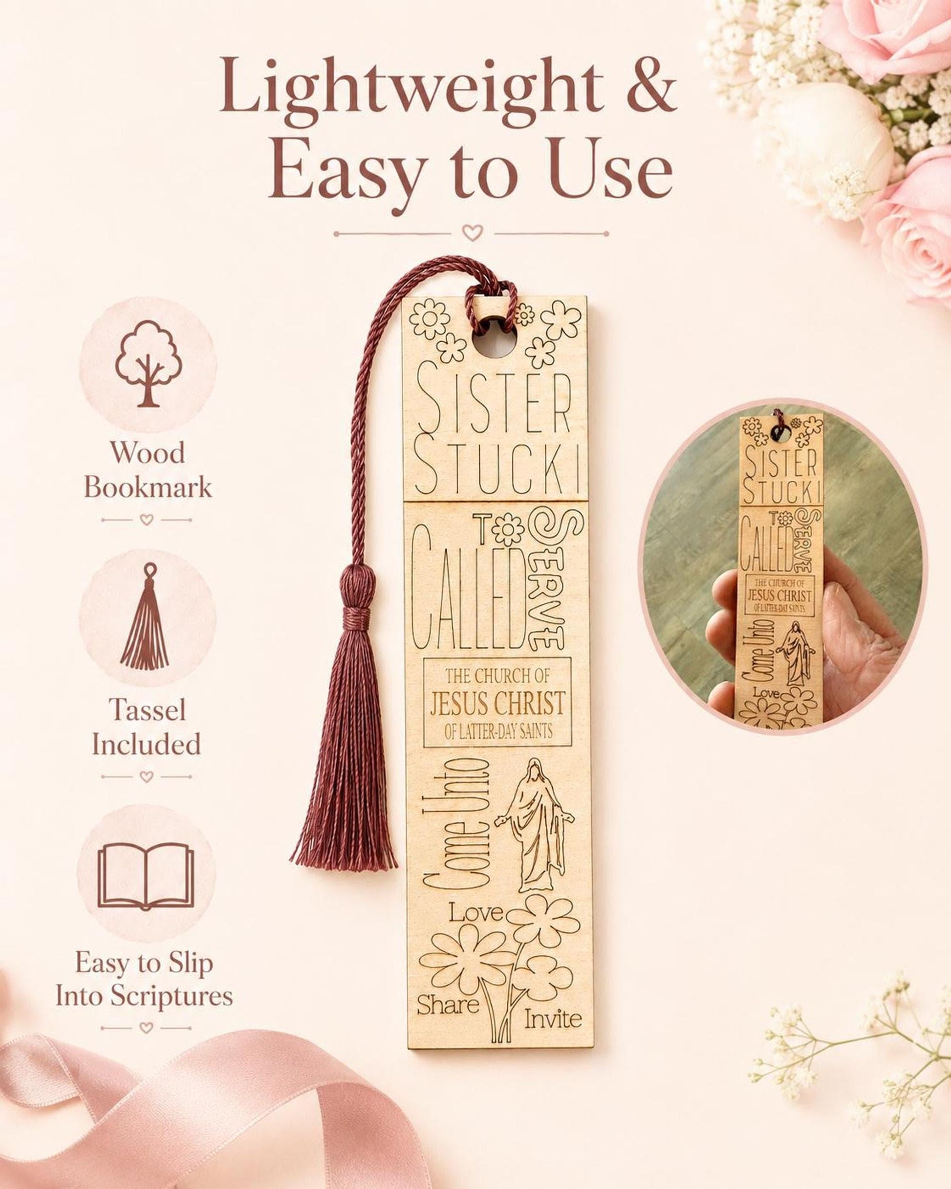 Mission Call Gift Bookmark, Personalized Elder Sister Missionary Wo...