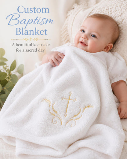 Baby Baptism Blanket | Personalized Baptismal Gift for Boys & Girls
