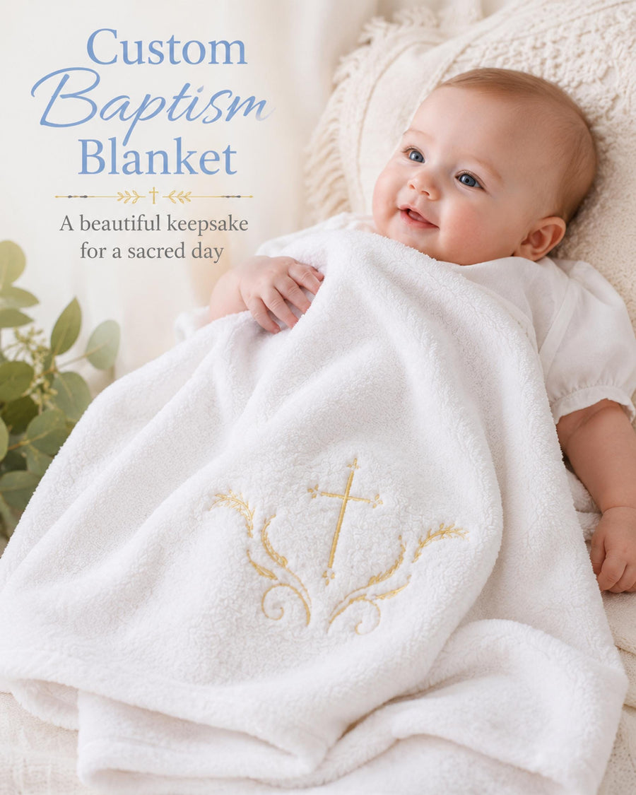 Baby Baptism Blanket | Personalized Baptismal Gift for Boys & Girls