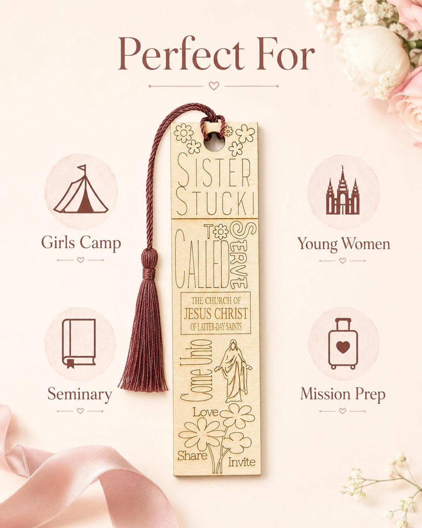 Mission Call Gift Bookmark, Personalized Elder Sister Missionary Wo...