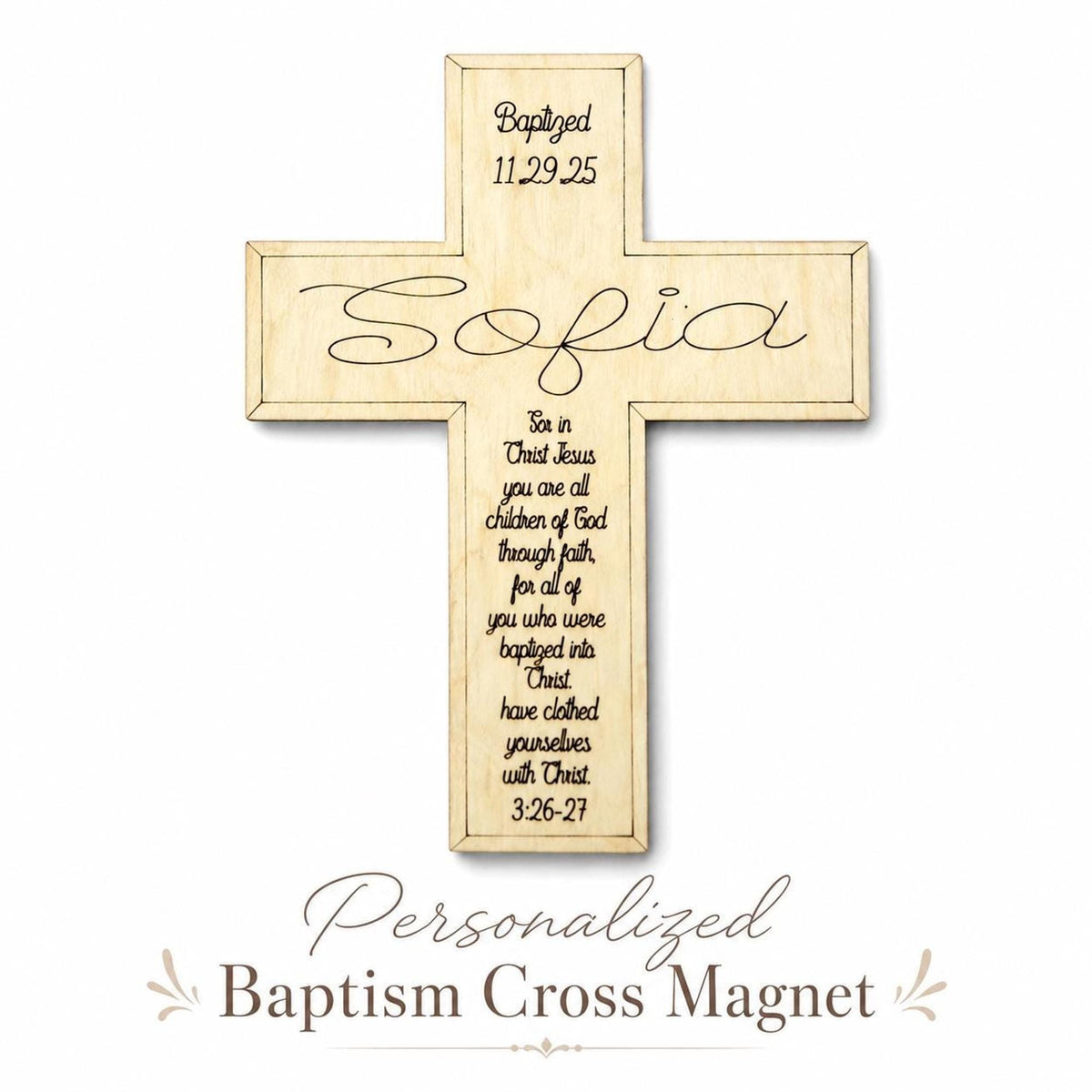 Personalized Baptism Cross Magnet