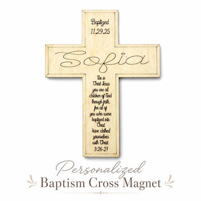 Personalized Baptism Cross Magnet