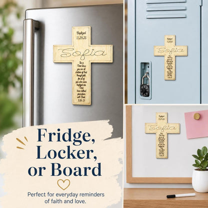 Personalized Baptism Cross Magnet