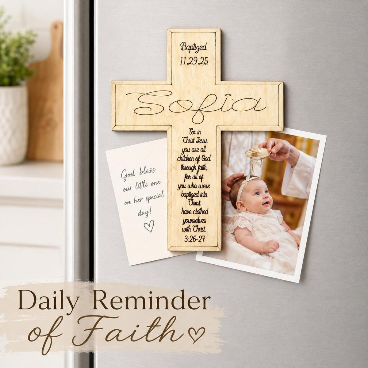 Personalized Baptism Cross Magnet