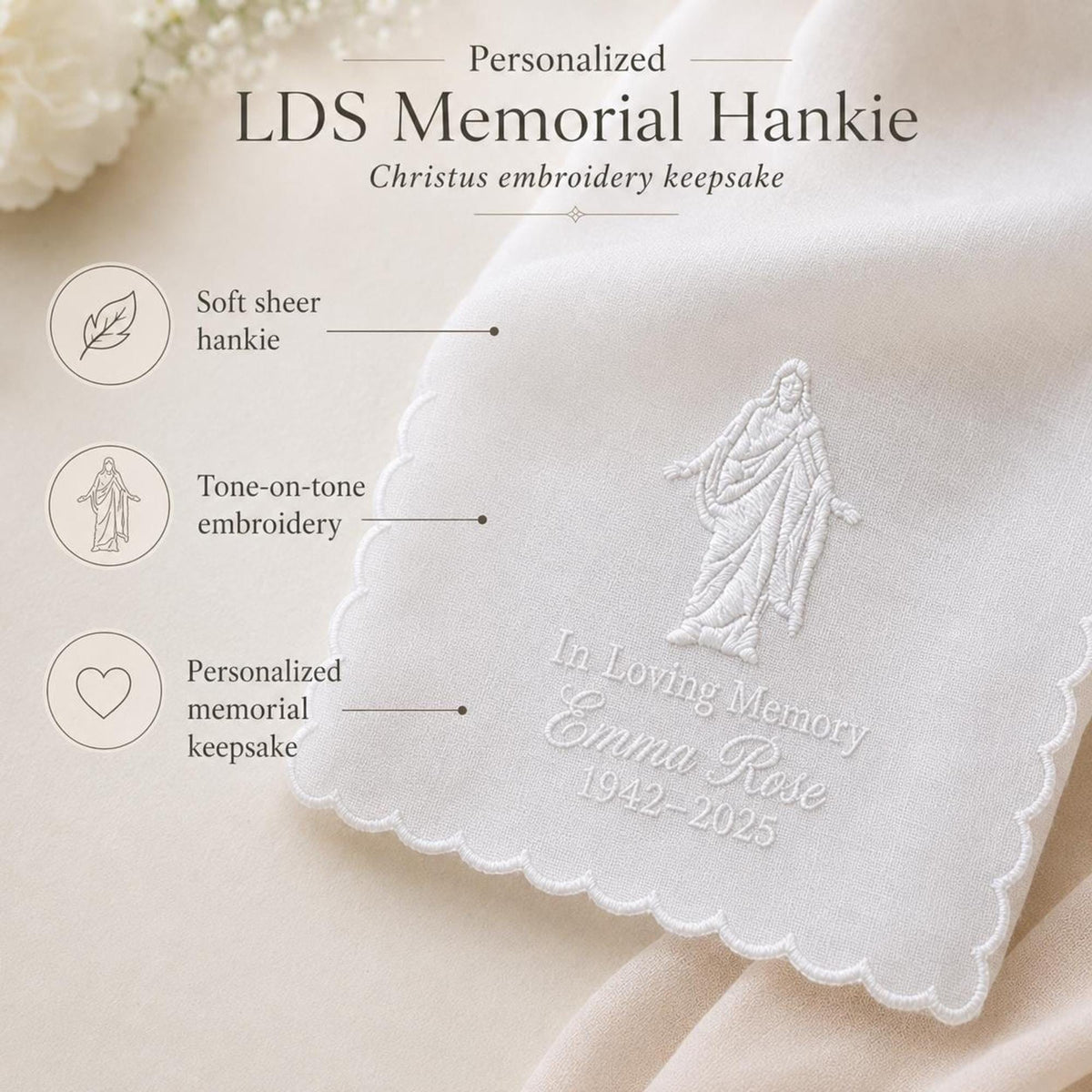 Christus Memorial Handkerchief | Personalized