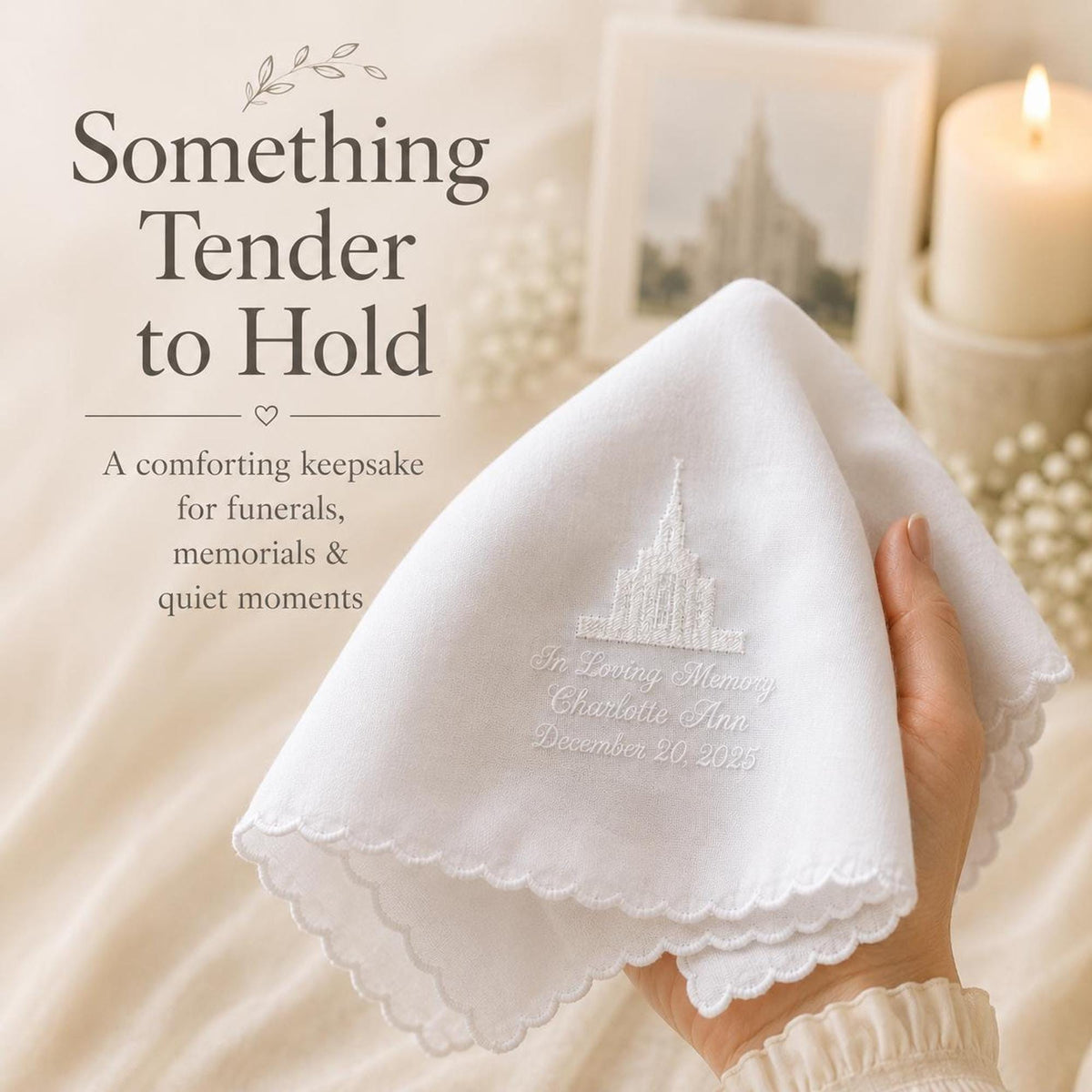 LDS Temple Memorial Handkerchief | Personalized