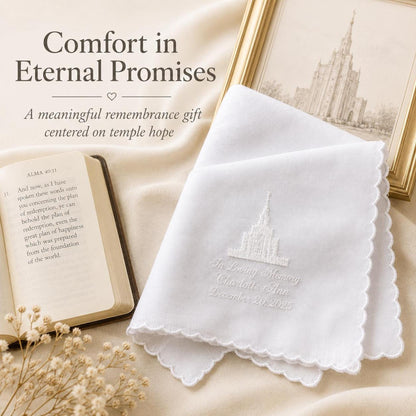 LDS Temple Memorial Handkerchief | Personalized
