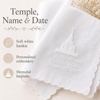LDS Temple Memorial Handkerchief | Personalized