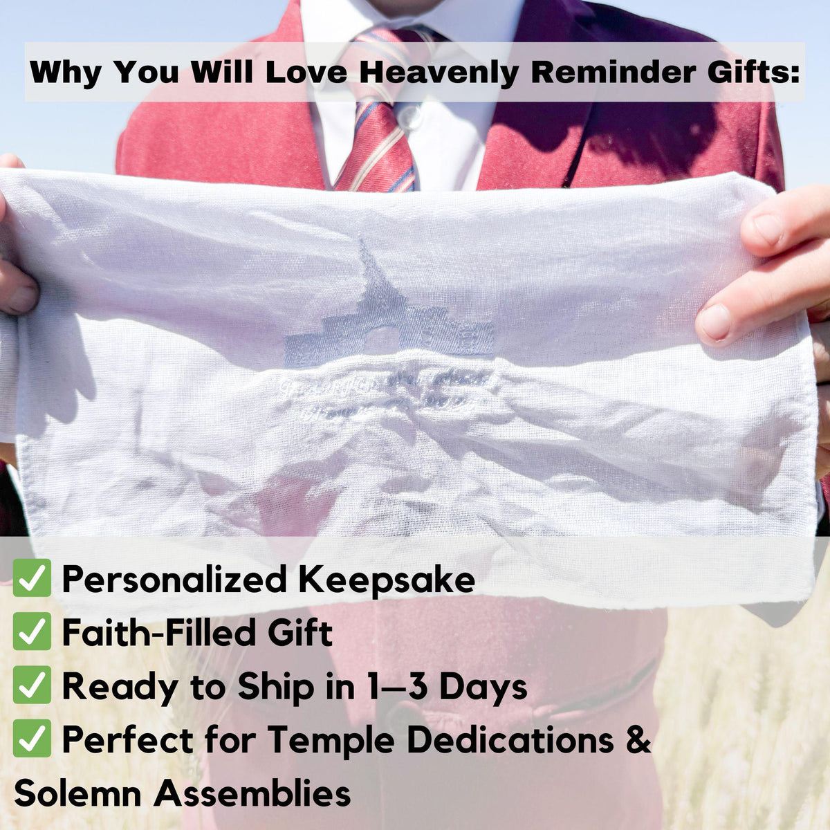 LDS Temple Memorial Handkerchief | Personalized