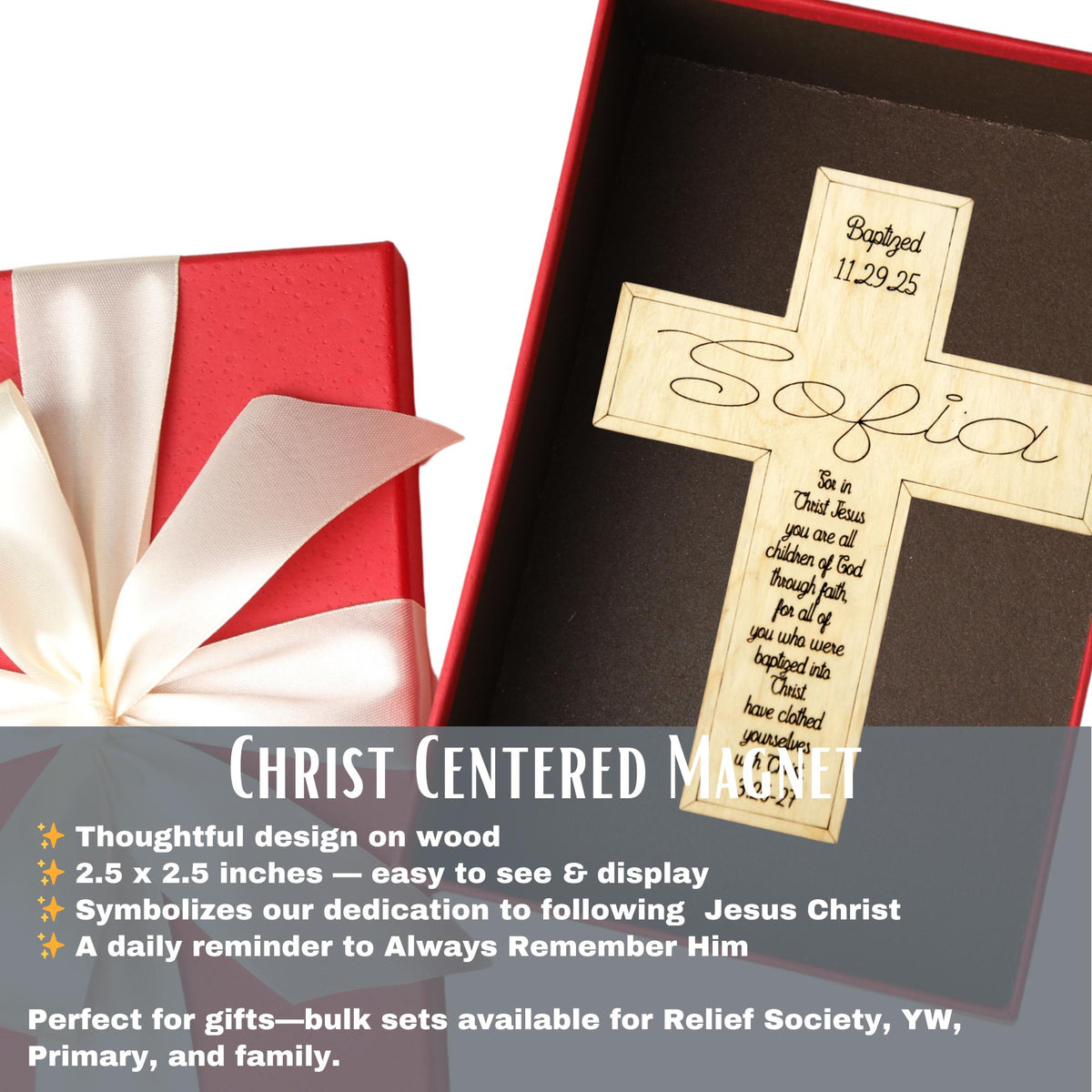 Personalized Baptism Cross Magnet