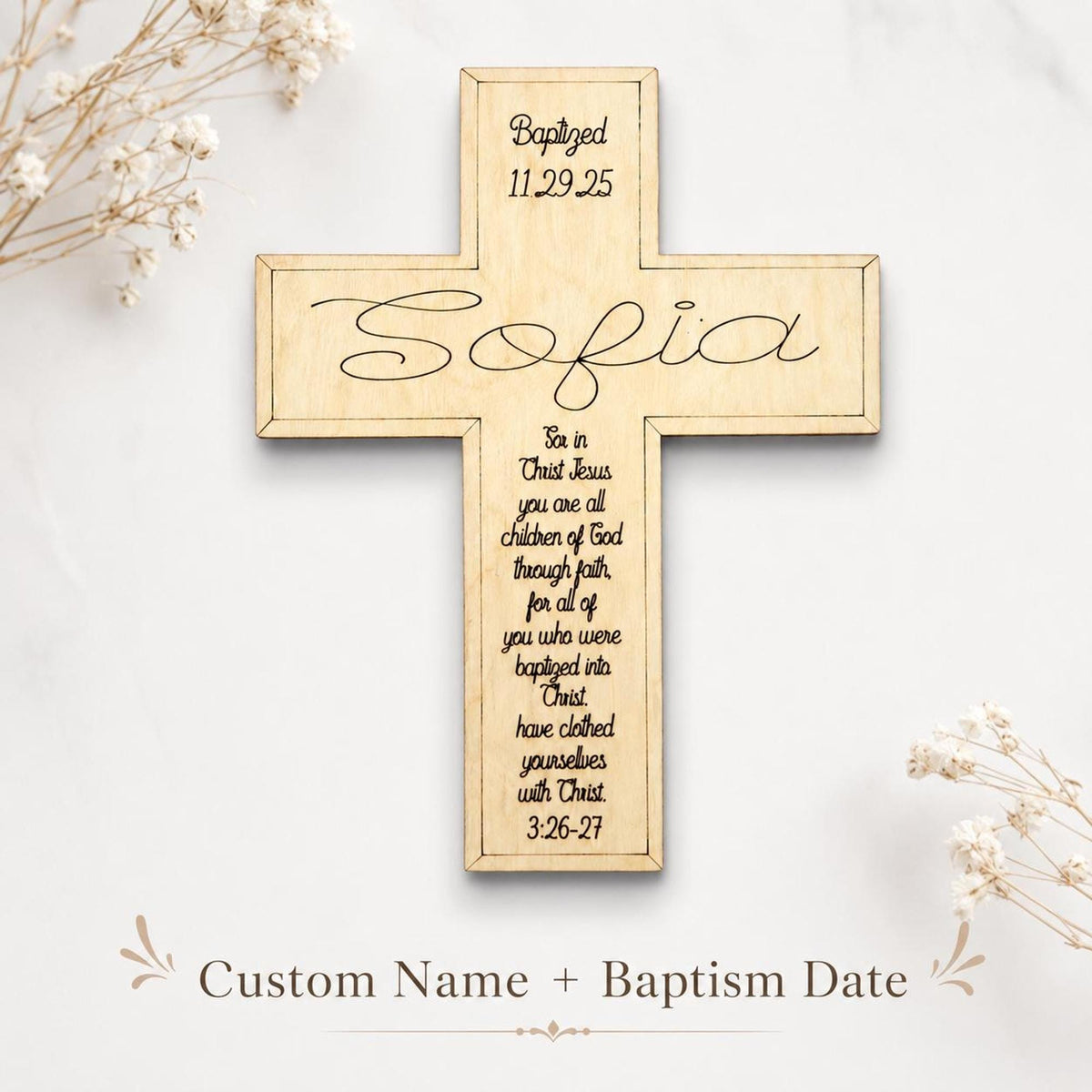 Personalized Baptism Cross Magnet
