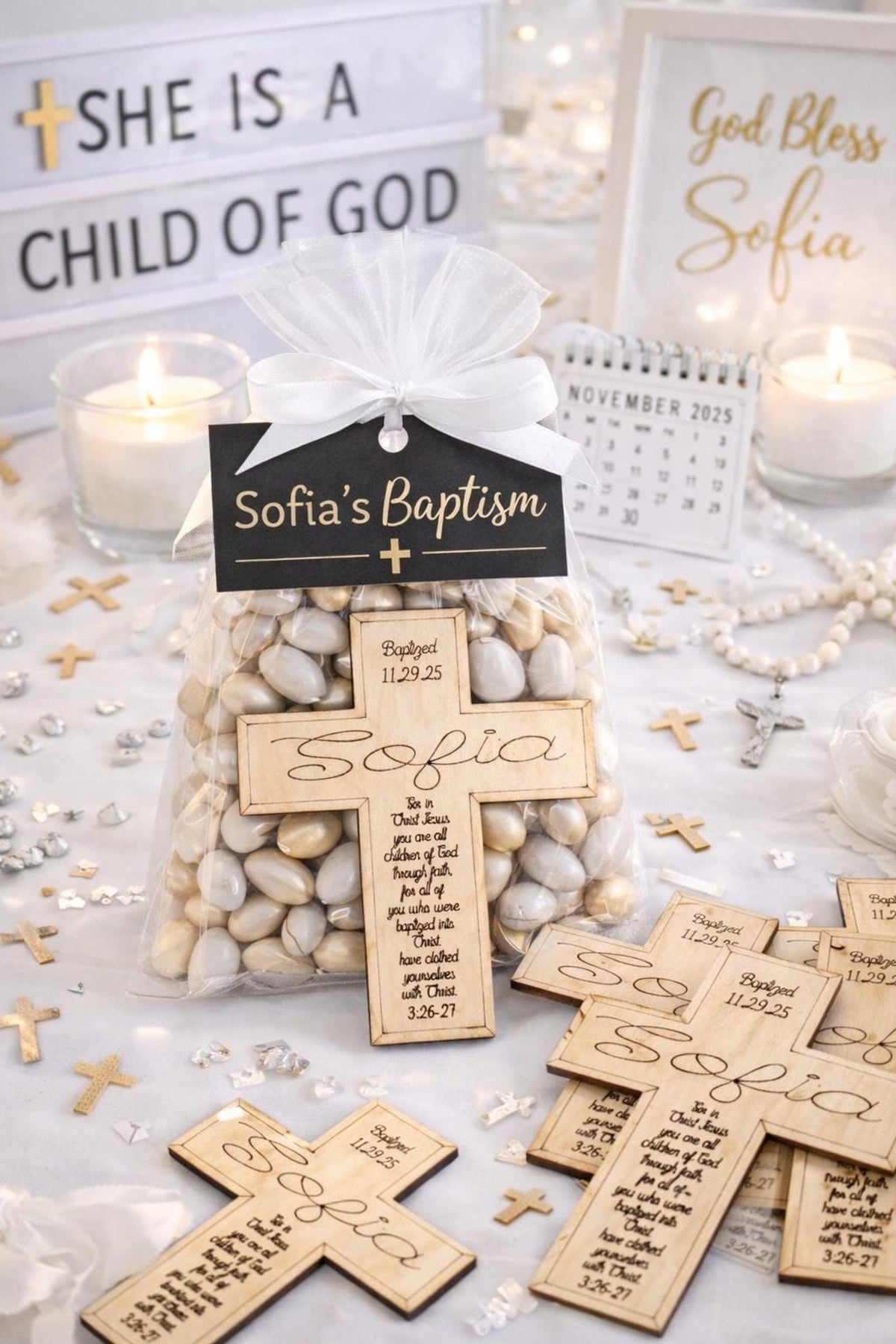 Personalized Baptism Cross Magnet