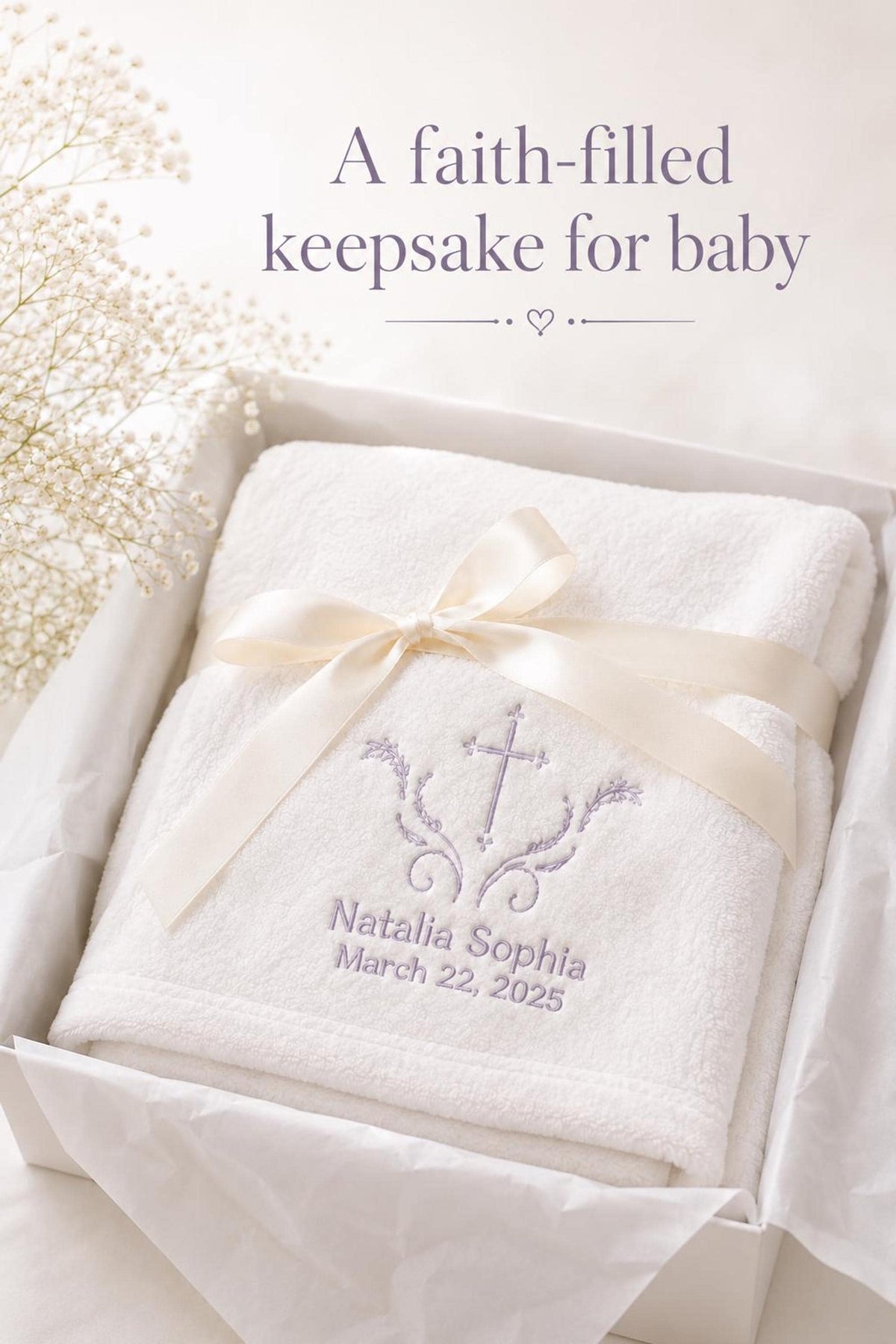 Baby Girl Baptism Blanket | Personalized