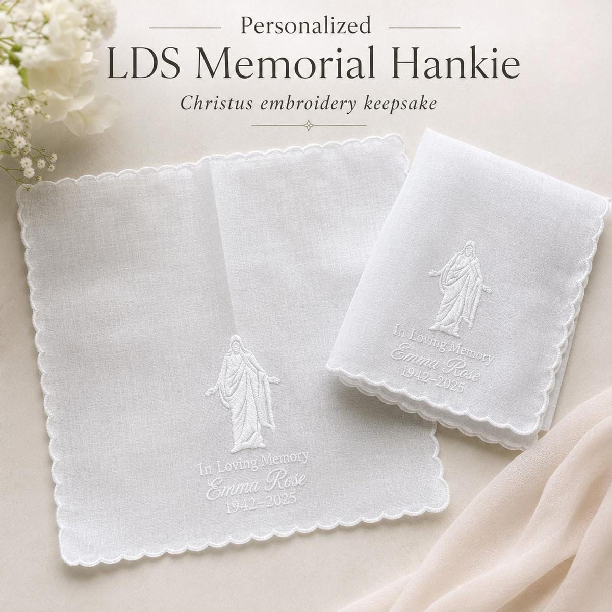 Christus Memorial Handkerchief | Personalized