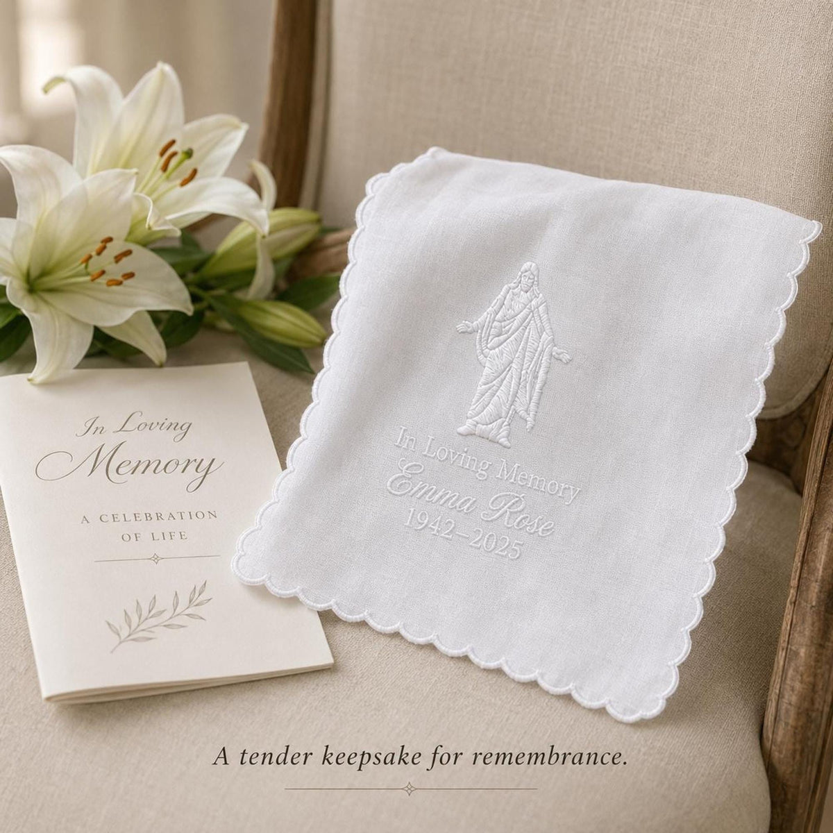 Christus Memorial Handkerchief | Personalized