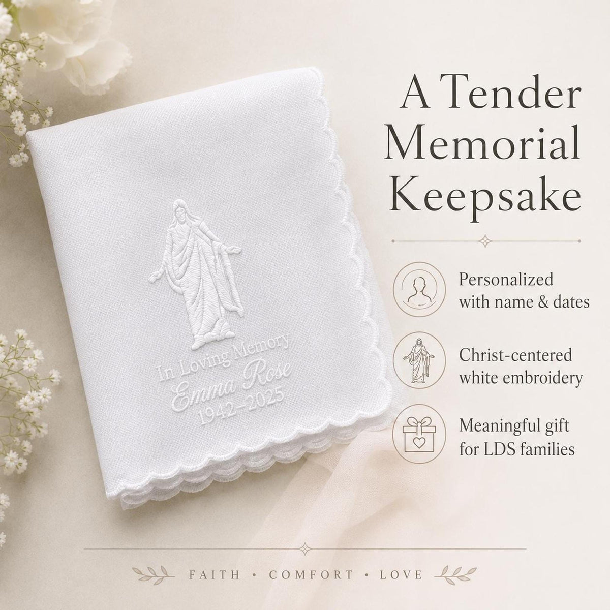 Christus Memorial Handkerchief | Personalized