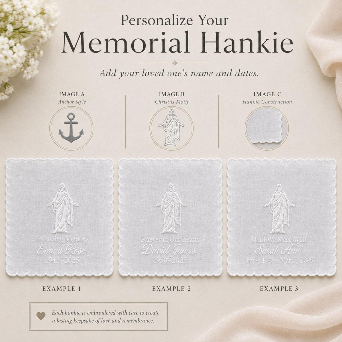 Christus Memorial Handkerchief | Personalized