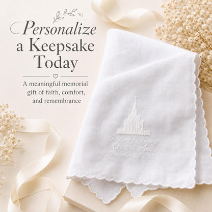 LDS Temple Memorial Handkerchief | Personalized