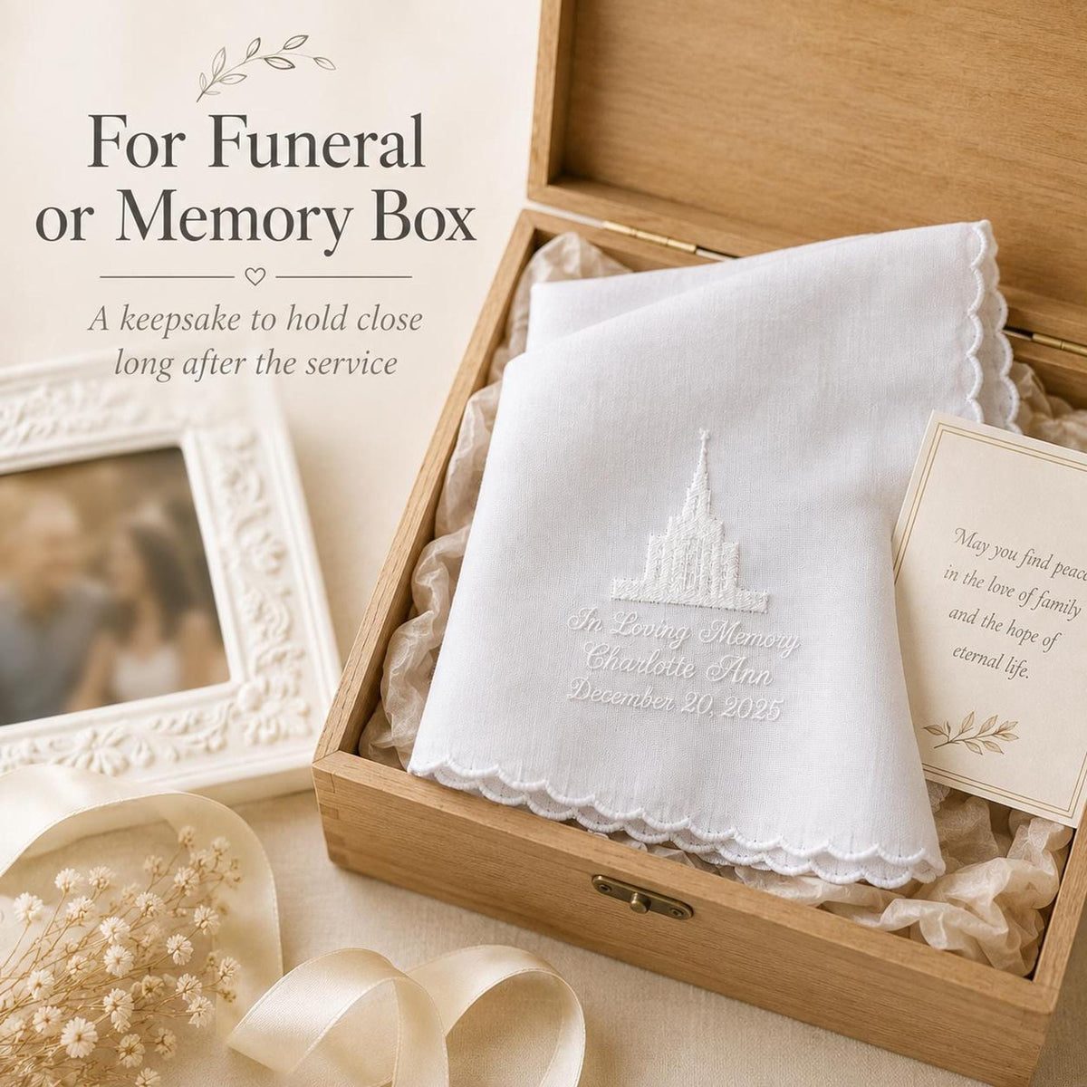 LDS Temple Memorial Handkerchief | Personalized