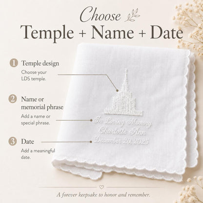 LDS Temple Memorial Handkerchief | Personalized