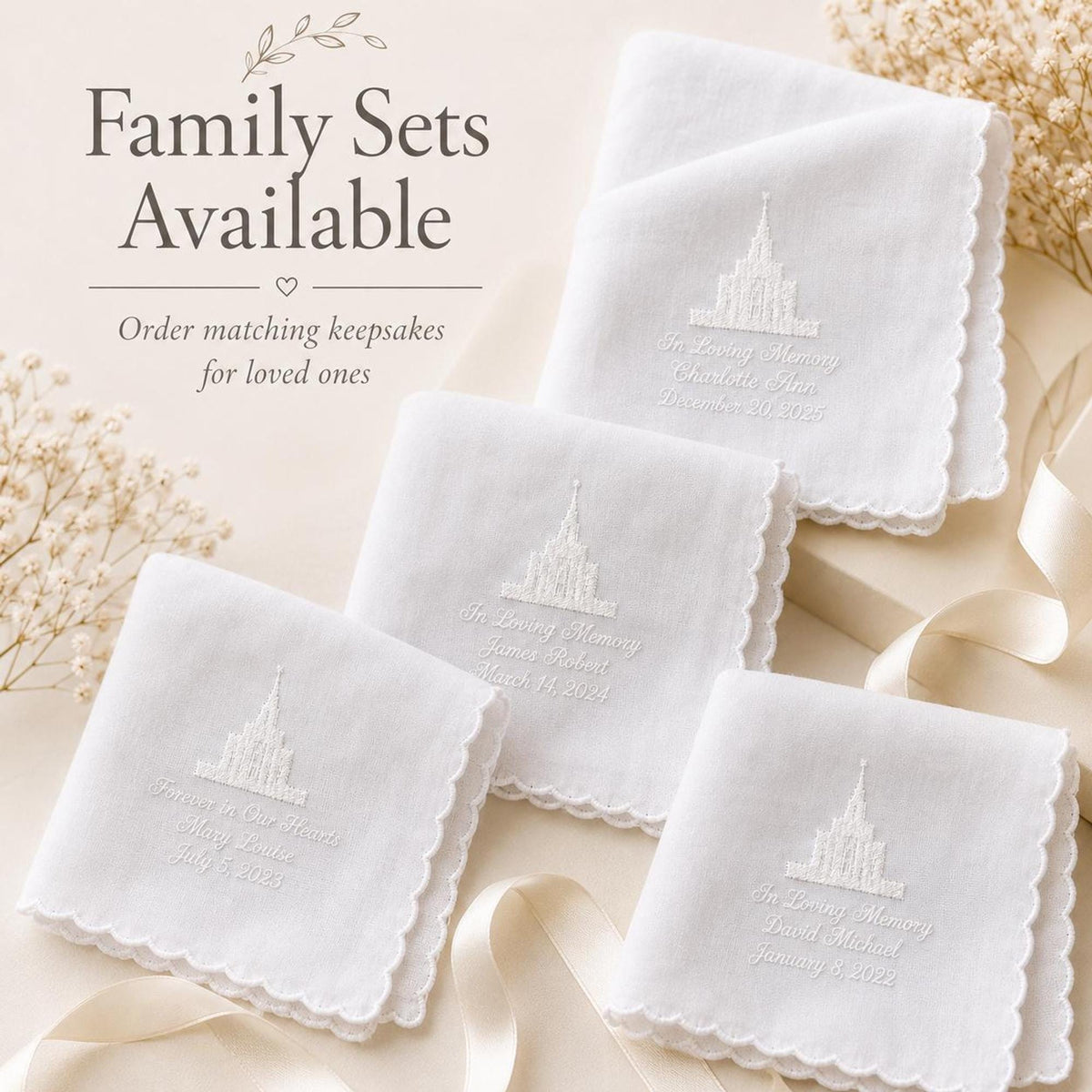 LDS Temple Memorial Handkerchief | Personalized