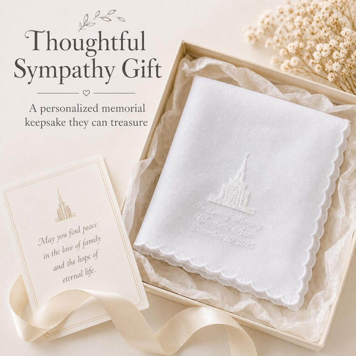 LDS Temple Memorial Handkerchief | Personalized