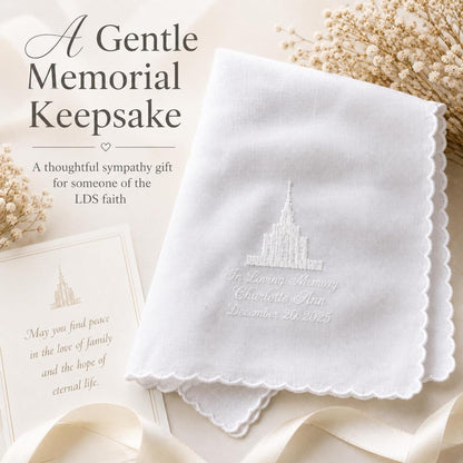 LDS Temple Memorial Handkerchief | Personalized