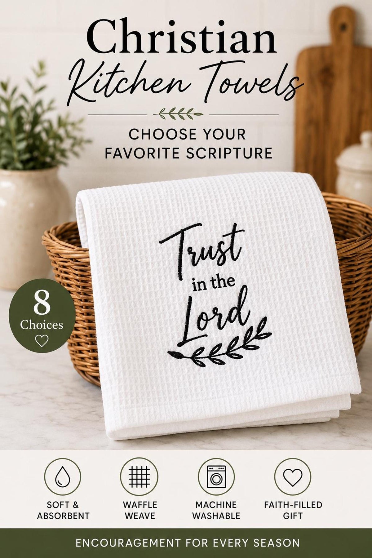 Bible Verse Waffle Weave Tea Towel