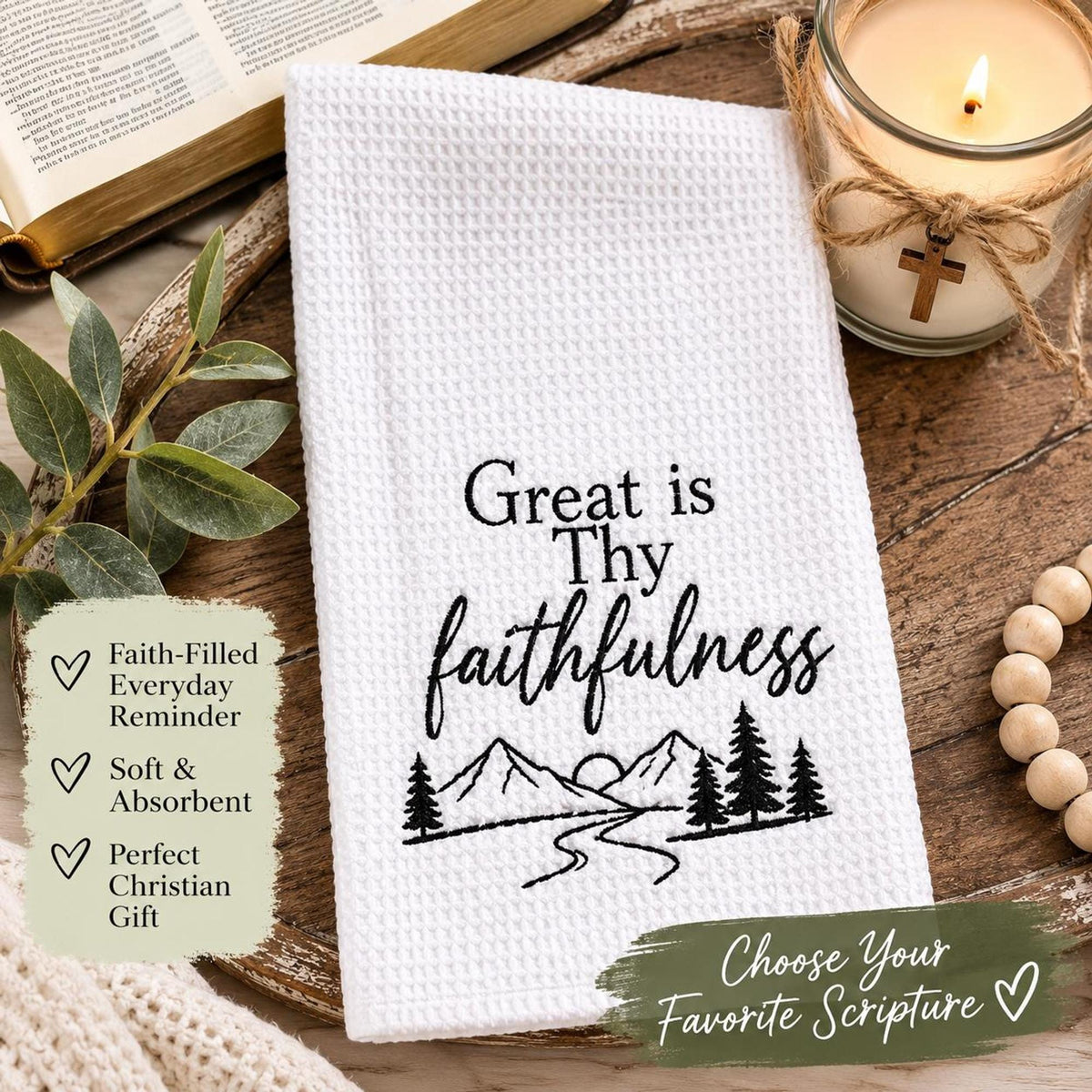 Bible Verse Waffle Weave Tea Towel