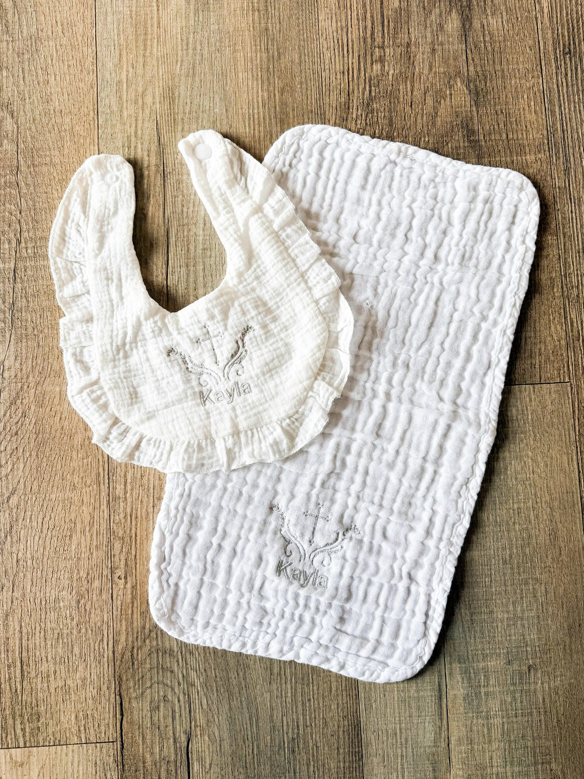Personalized Baptism Bib & Burp Cloth