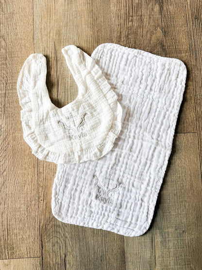 Personalized Baptism Bib & Burp Cloth