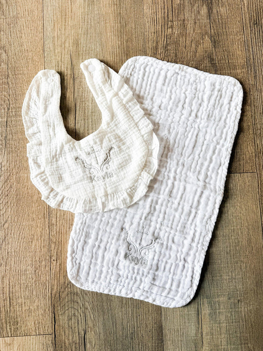 Personalized Baptism Bib & Burp Cloth