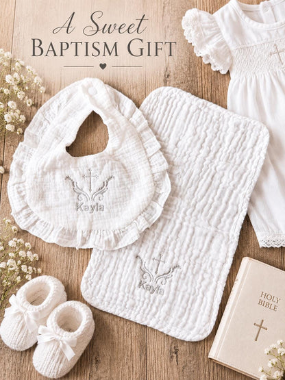 Personalized Baptism Bib & Burp Cloth