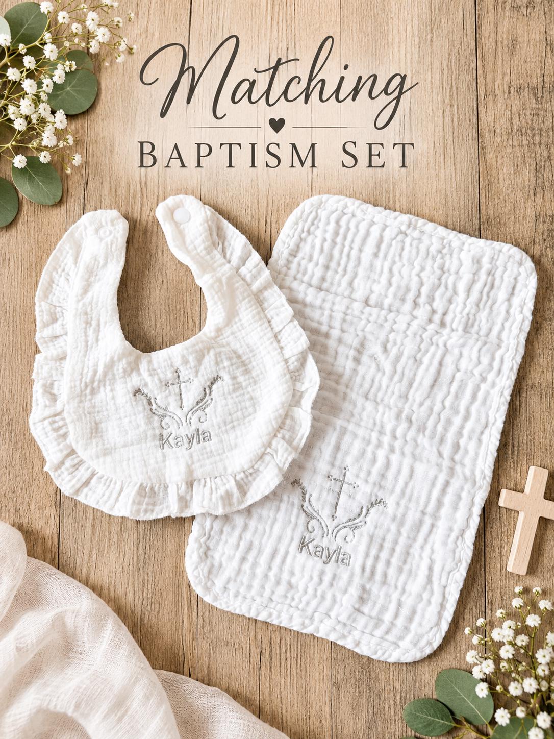 Personalized Baptism Bib & Burp Cloth