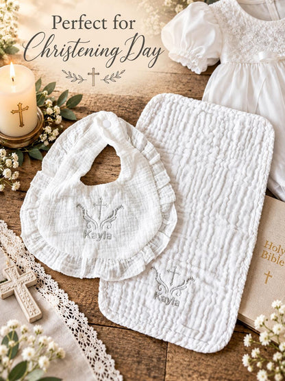 Personalized Baptism Bib & Burp Cloth