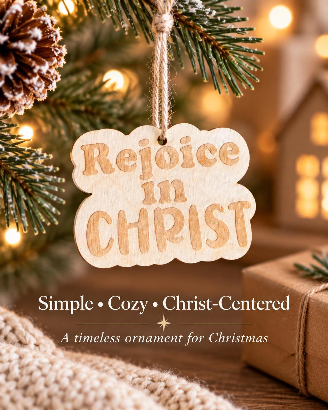 Rejoice in Christ Retro Ornament