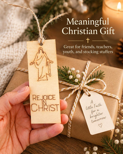 Rejoice in Christ Christus Wood Bookmark