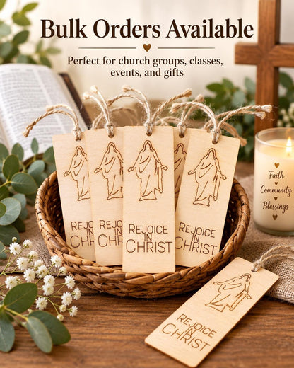 Rejoice in Christ Christus Wood Bookmark