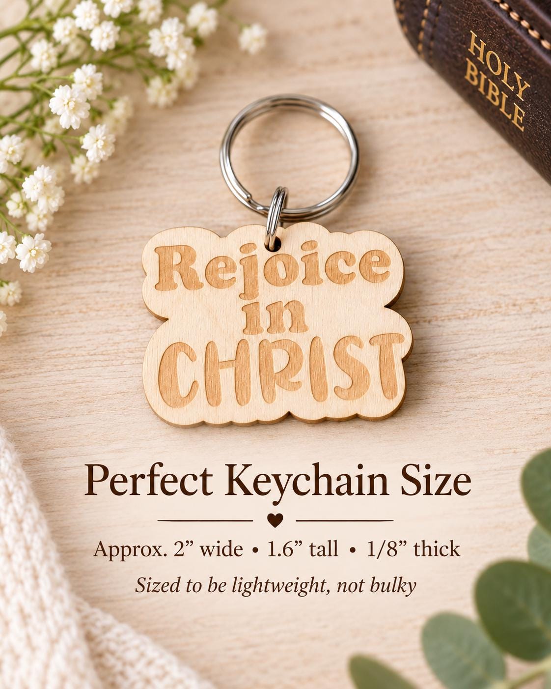 Rejoice in Christ Retro Keychain