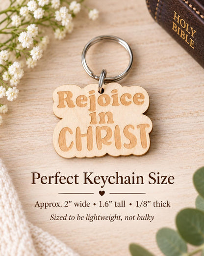 Rejoice in Christ Retro Keychain