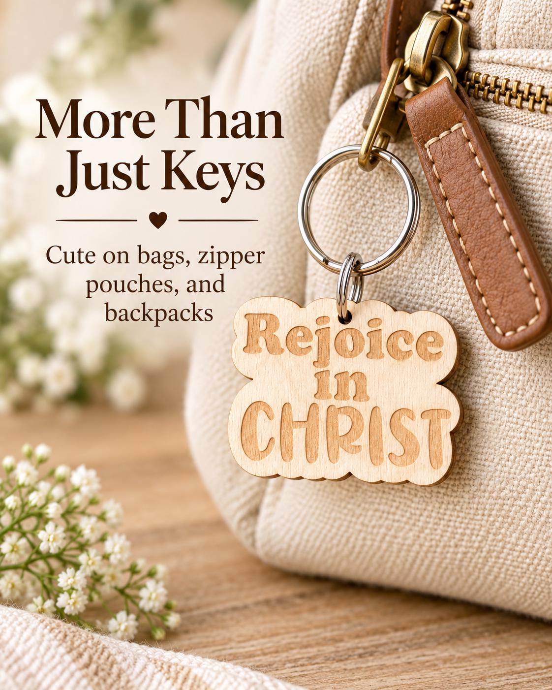 Rejoice in Christ Retro Keychain