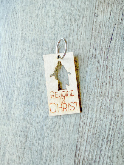 Rejoice in Christ Silhouette Keychain