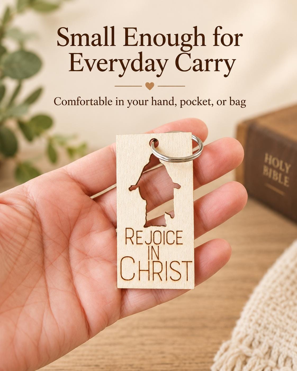 Rejoice in Christ Silhouette Keychain