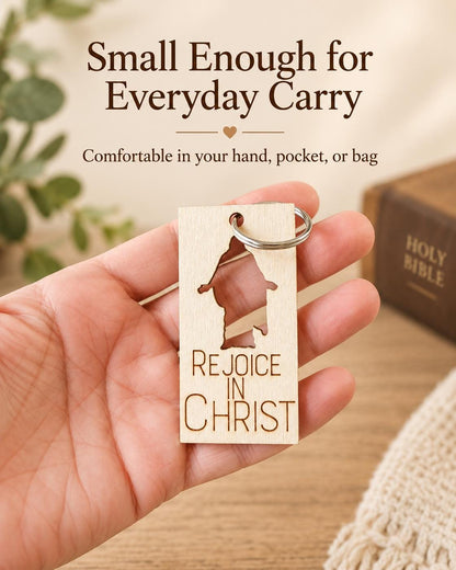 Rejoice in Christ Silhouette Keychain