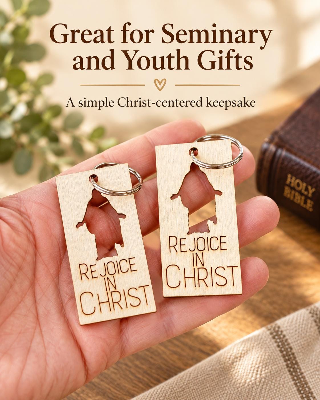 Rejoice in Christ Silhouette Keychain