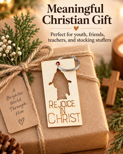 Rejoice in Christ Silhouette Keychain